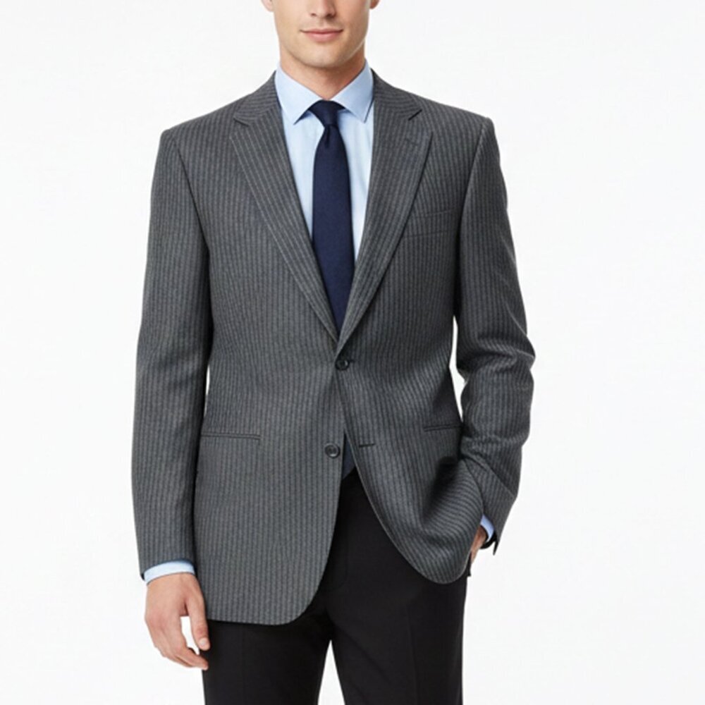Vintage Stevenson’s Men’s Wear 100% Pure Virgin Wool Pinstripe Blazer Grey- 44S